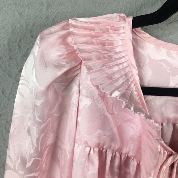 Vintage Christian Dior Robe Womens M Pink Maxi Embossed Romantic Victorian - Picture 11 of 16